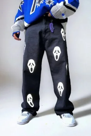 skull premium baggy jeans men - Bunnypops